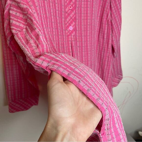 CJ Banks Pink Striped Barbie Tunic Henley Top With Pockets! Size 2X - Picture 6 of 8